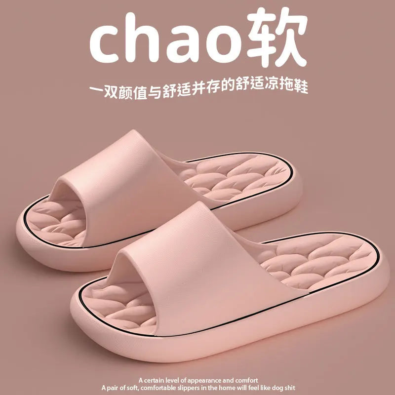 Women's slippers Non-slip leaky bathroom Slippers Casual men's slippers Deodorant beach shoes Soft soled couple flat sandals