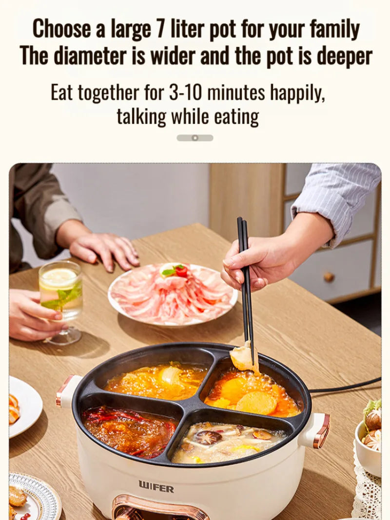 Electric Hot Home electric hot pot with separate controls Four-grid self-heating hot pot Split Mandarin Duck Pot Double-sex hot