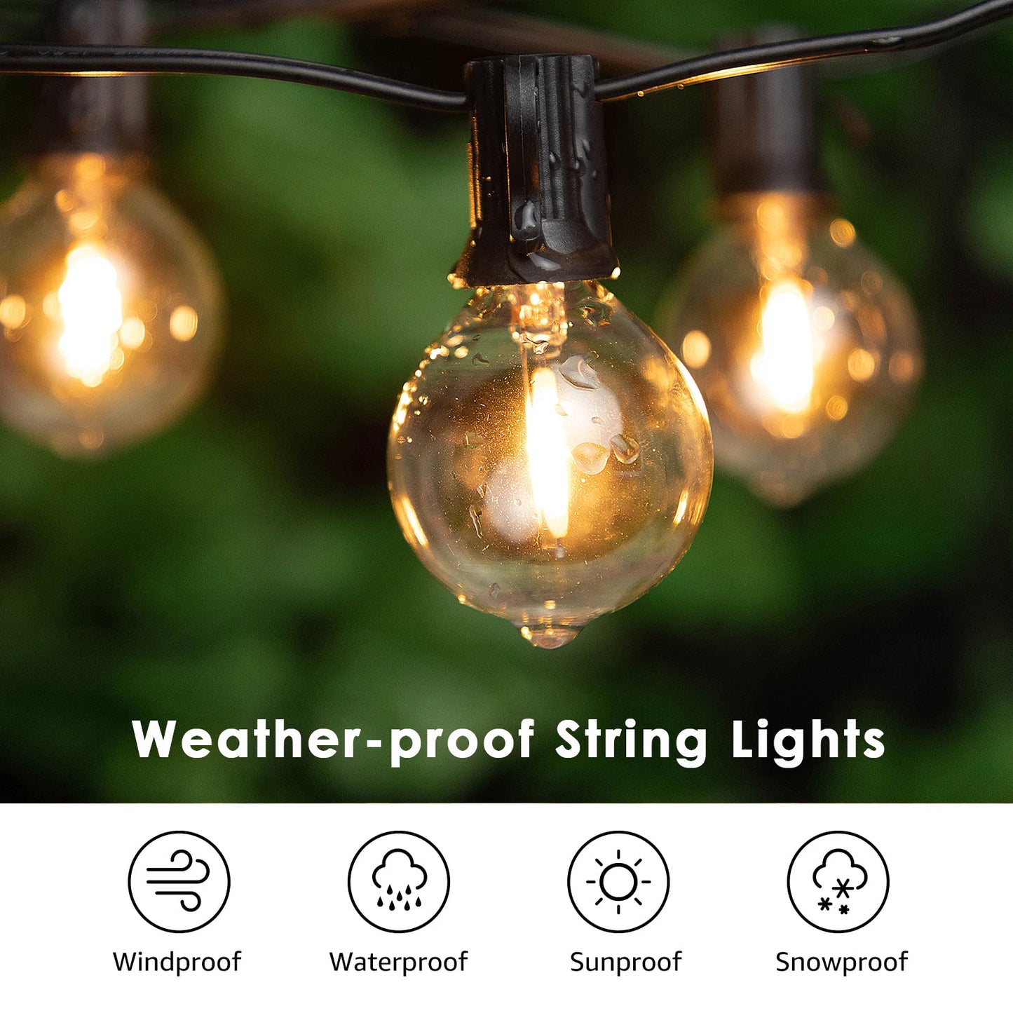 Sphoon Vintage G40 LED String Lights Dimmable Waterproof Connectable 50FT 65FT Garden Garland Decoration Outdoor Fairy Light