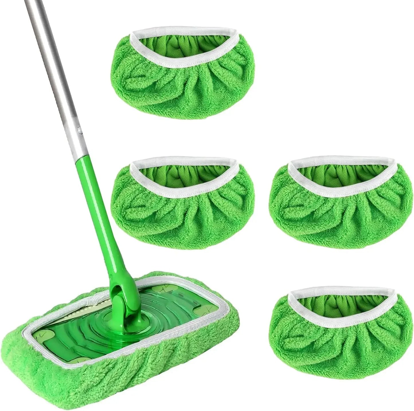 Sweeper Wet & Dry Cleaning Cloths Reusable Microfiber Mop Pads Green Furniture Flooring Mop Head Replacement Washable Rag Towel