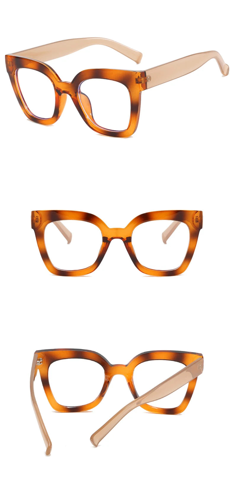 Sexy Square Brown Glasses Frame Women Transparent Anti Blue Light Blocking Female Eyeglasses Fashion Cateye Optical Eyewear