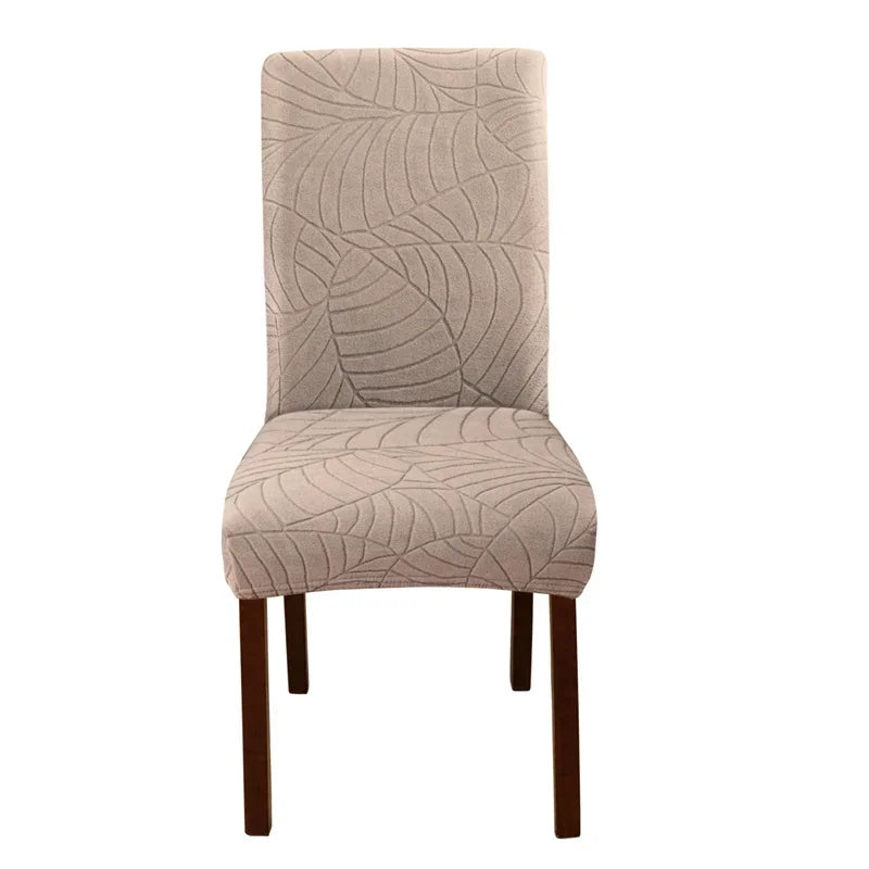 1/2/4/6pcs Jacquard Dining Chair Cover Pure Color All-inclusive Chair Slipcover with Skirt Elastic Durable Seat Protector Decor