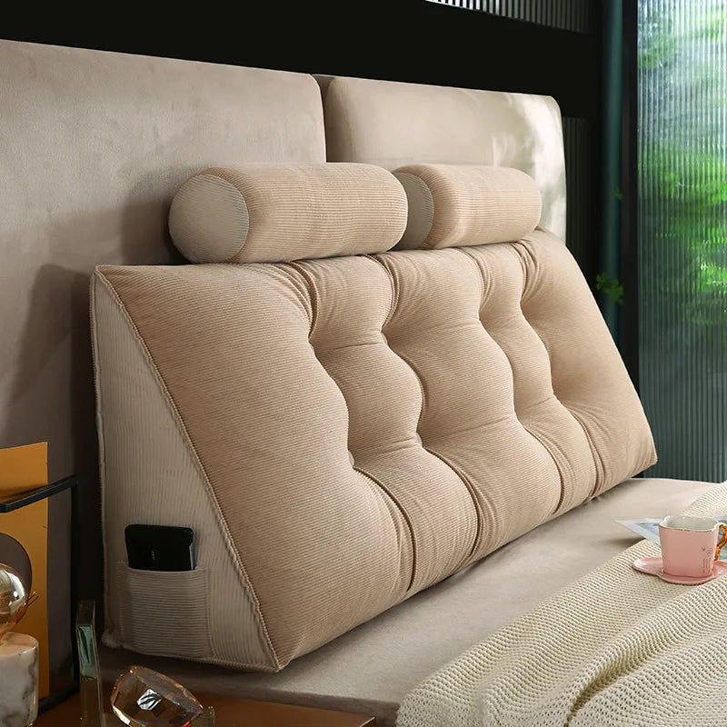 Corduroy Headboard Pillow Triangle Cushion Backrest Pain Relief Sofa Waist Cushion Wedge Sleeping Pillows for Bed Decorative 이불