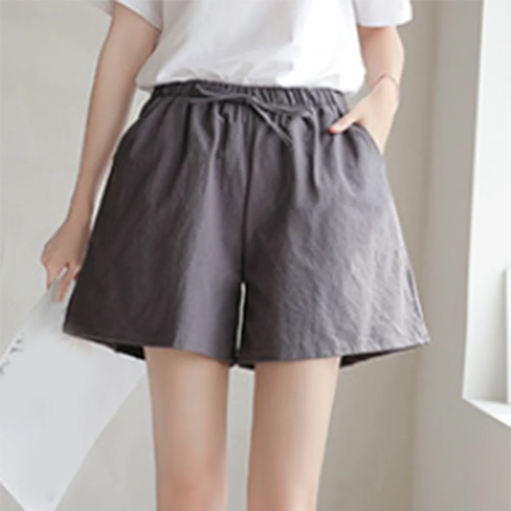 Short Pants Shorts Daily Female Loose Slight Stretch Solid Color Streetwear With Pockets Breathable Casual Gym