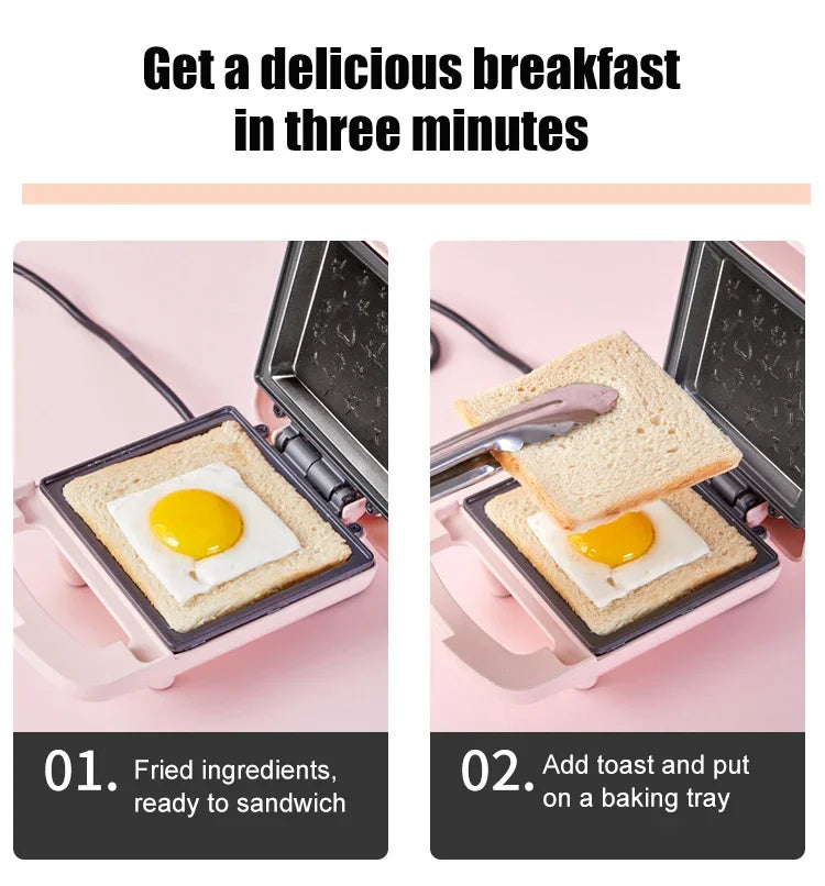 220V Electric Sandwich Maker Breakfast Machine Multi-baker Toaster Baking Waffle Maker Takoyaki Toast Pressure Toaster