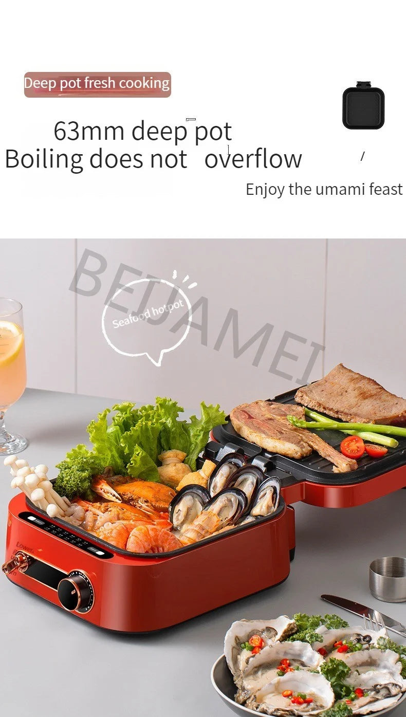 Rice Cooker Smokeless Frying Pan Steak BBQ Multi-Function Electric Cooker Non-Stick Pan 1800W Kitchen Appliances