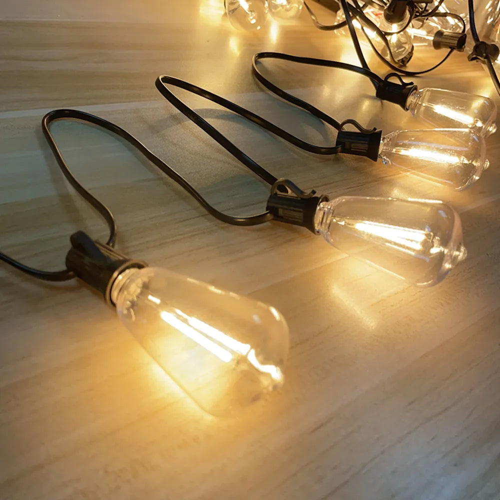 ST38 Globe Outdoor LED String Lights Plastic Shatterproof Bulbs Waterproof Patio Lights for Garden Outside Backyard Porch EU220V