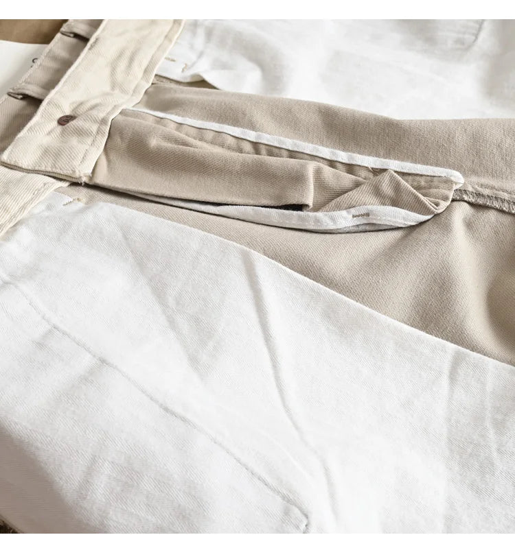 2025 Spring and Autumn New American Retro Woven Twill Chino Cargo Pants Men's Simple 100% Cotton Washed Casual Straight Trousers