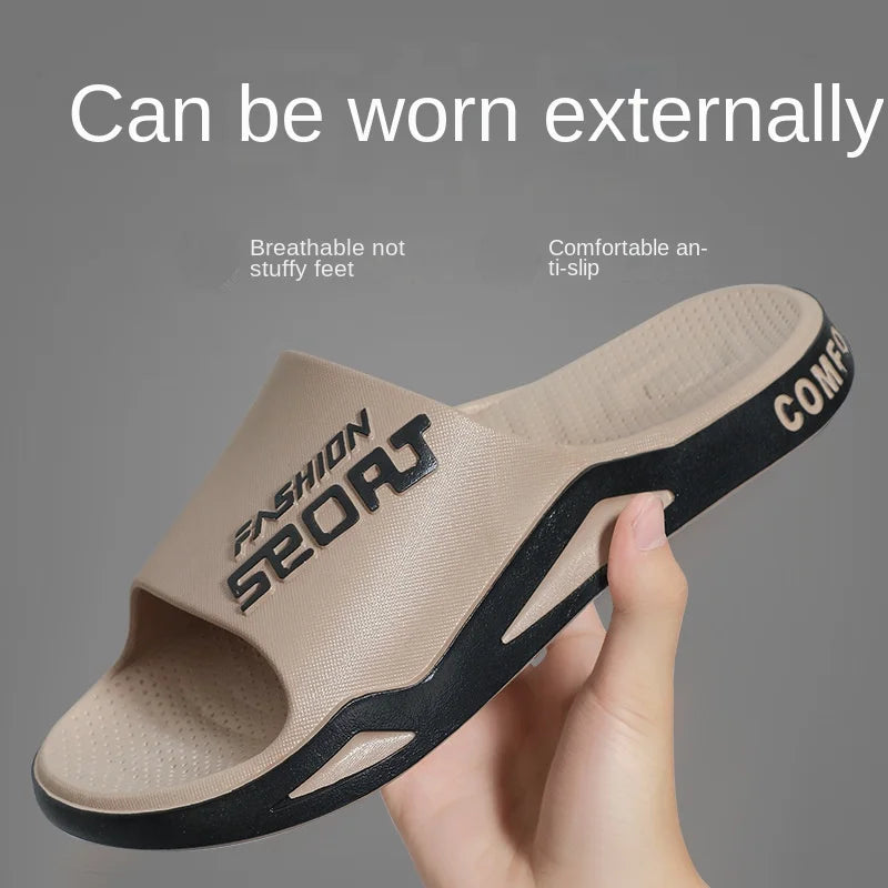 New Summer Soft Sole Slippers Fashion Personality Home Bathe Sandals Anti Slip Durable Men's Beach Outdoor Plus Size Flip Flops