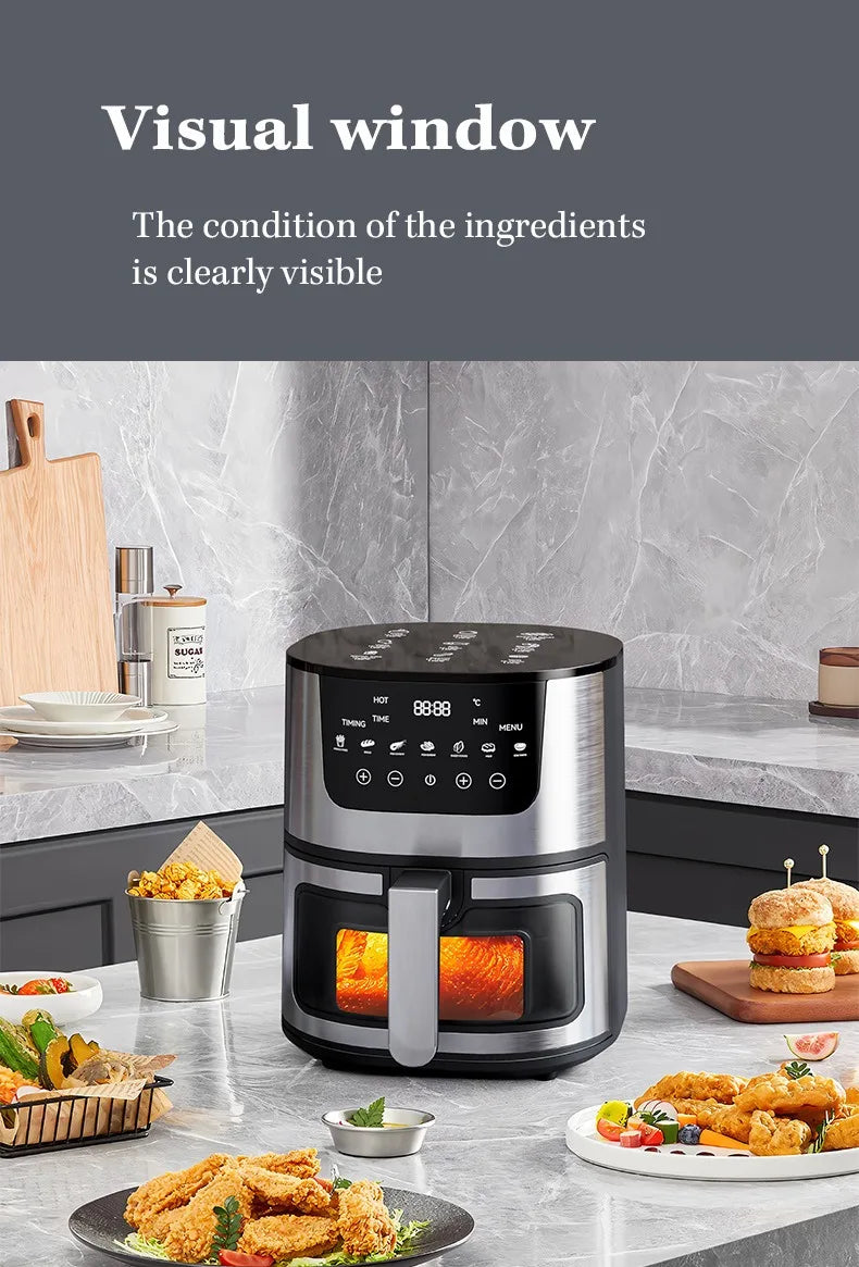 Smart Air Fryer Electric visual window 7L Oil-free Air Fryer Automatic Household Kitchen 360°Baking Convection Oven Air Fryers