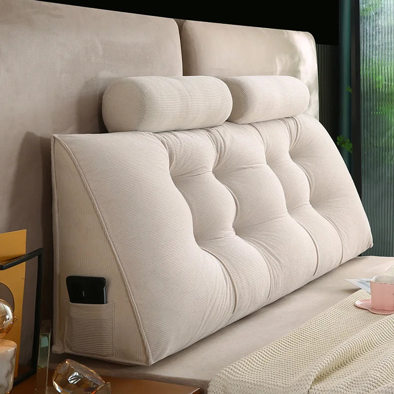 Corduroy Headboard Pillow Triangle Cushion Backrest Pain Relief Sofa Waist Cushion Wedge Sleeping Pillows for Bed Decorative 이불
