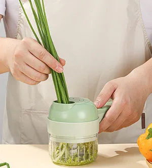4 In 1 Vegetable Cutter Multifunctional Handheld Electric Wireless Chop Garlic Mash Minced Slice Onion Cutting Cooking Gadget