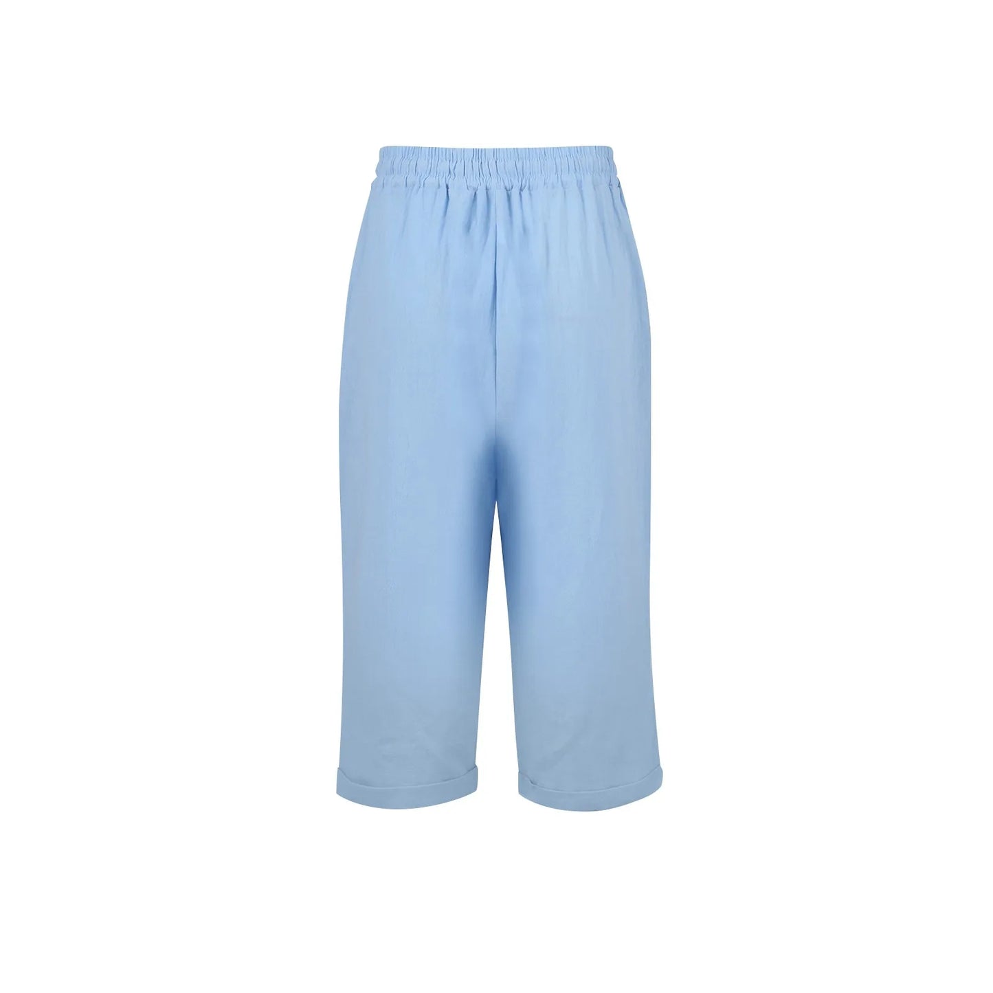 Womens Summer Elastic Waist Pocket Pocket Solid Color Cotton Linen Wide Leg Pants Loose Pants Pants for Women Women’s Pants