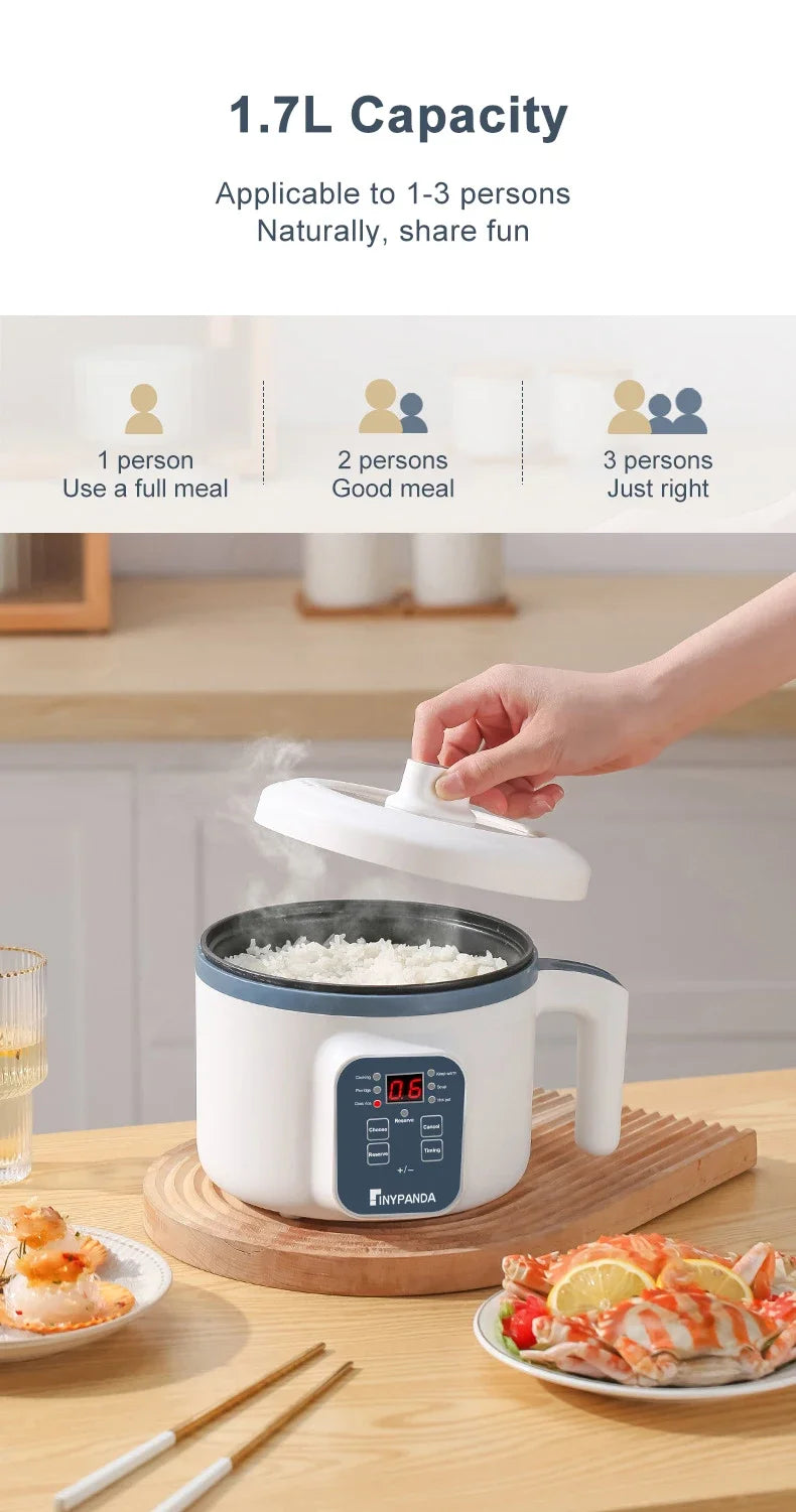 NEW Home Electric Rice Cooker Mini Multi Functional Cooking Pot 1.7L Smart Non Stick Pot 1-3 Person Kitchen Steaming Pot Hot Pot