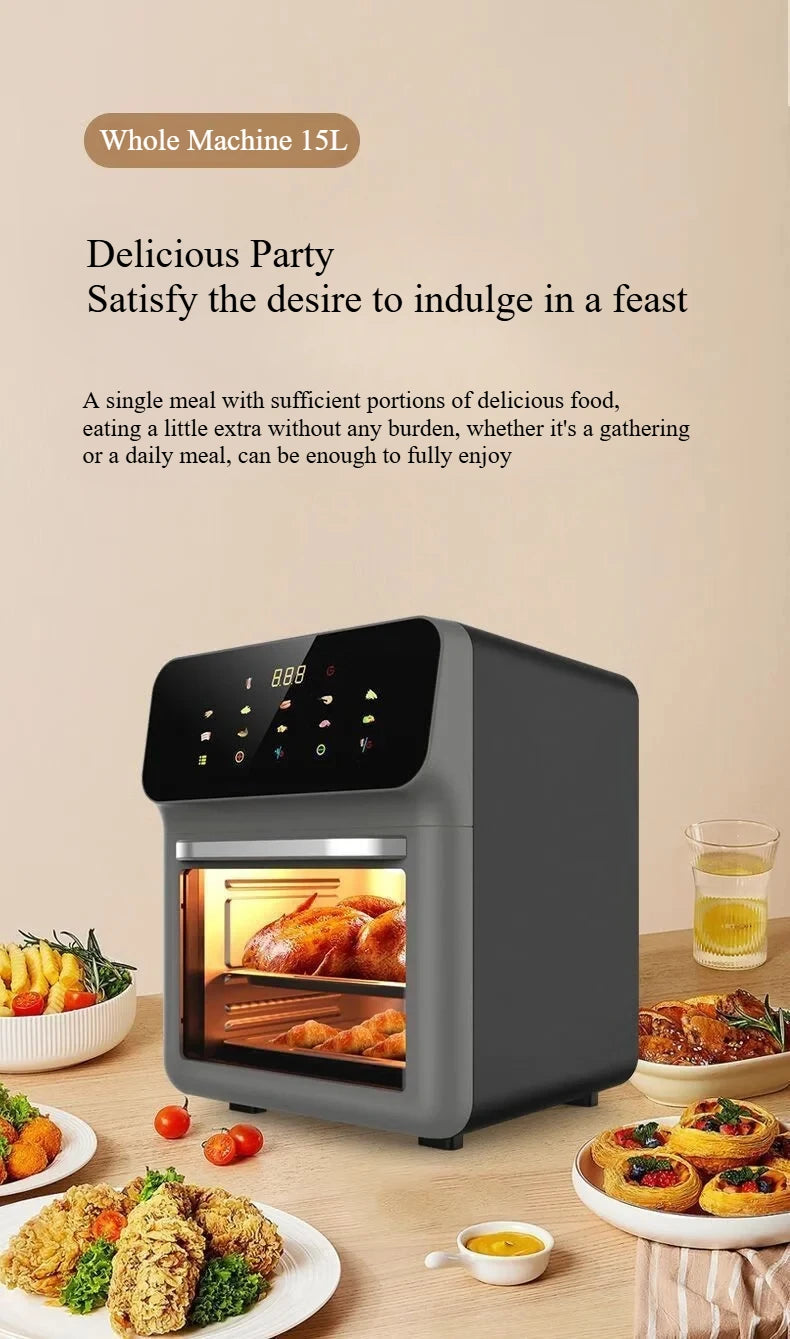 New Visual Air Fryer Household 220V 15L Large Capacity Air Fryer Oven Kitchen Appliance Freidoras De Aire