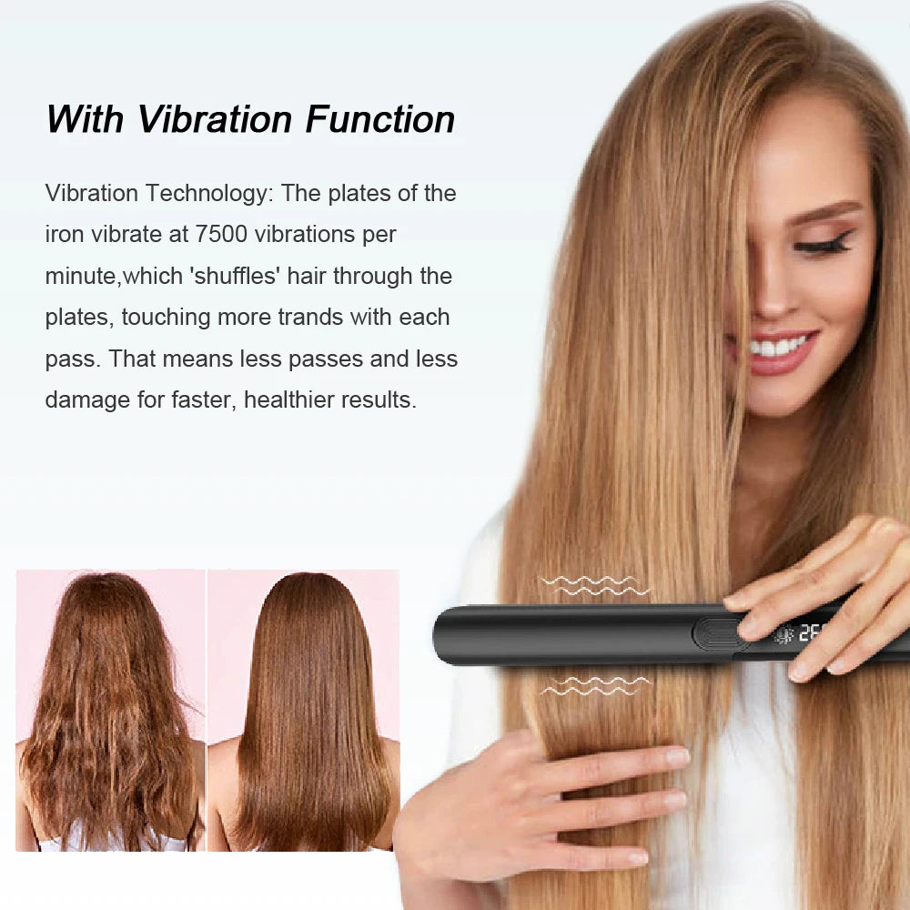 Plasma Hair Straightener Curler Keratin Treatment 250°C 500°F Vibrating Hair Flat Irons For Frizzy Hair Recovers Damage 110-240V