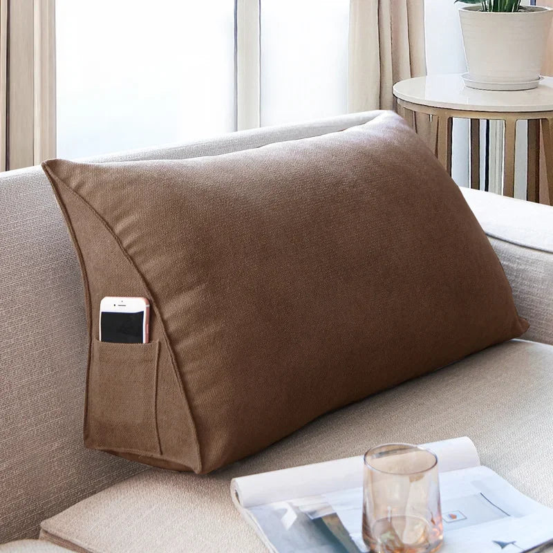 Headboard Backrest 70/60cm Wedge Reading Pillow Canvas Triangular Back Cushion Sitting Up Pillow Back Support for Sofa Bed