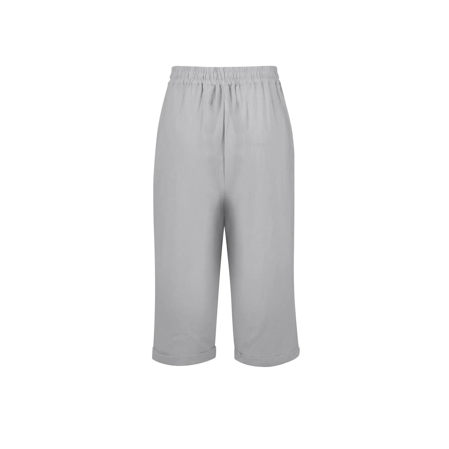 Womens Summer Elastic Waist Pocket Pocket Solid Color Cotton Linen Wide Leg Pants Loose Pants Pants for Women Women’s Pants