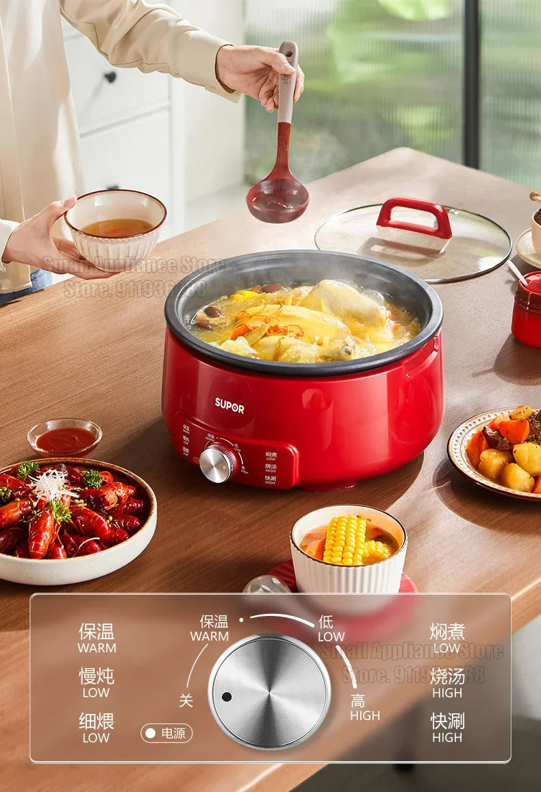 SUPOR 220V Multi Cookers Split Deep pot Electric Pot 1-5 People Household Non-stick Pan Hot Pot Rice Cooker Cooking Appliances