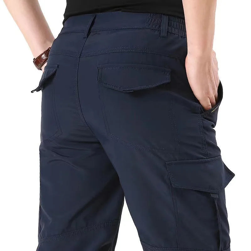 Summer Casual Lightweight Army Military Long Trousers Male Waterproof Quick Dry Cargo Camping Overalls Tactical Pants Breathable