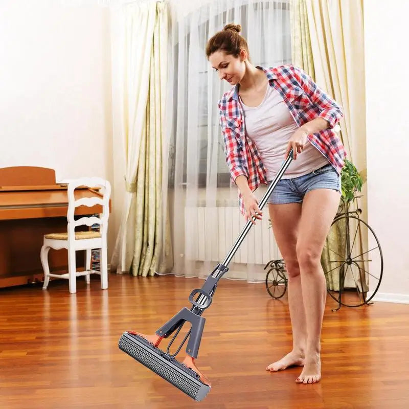 Floor Roller Mop PVA Sponge Floor Squeeze Mop For Cleaning Efficient Cleaning Absorbent Sponge Mop For Hardwood Tile Marble
