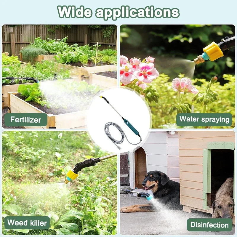 2400mAh Portable Electric Sprayer Wand Irrigation Tool 3 Mist Nozzles Plant High-Pressure Sprinkler Watering Garden Irrigation
