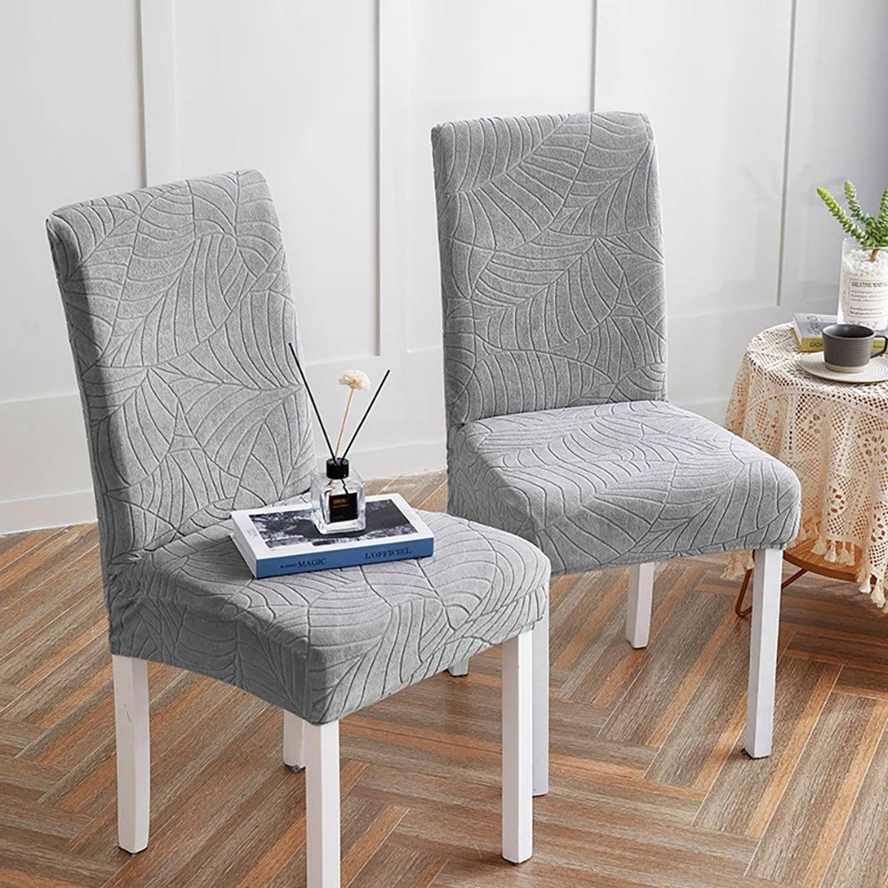 Jacquard Waterproof Chair Cover Solid Color Chair Seat Slipcover Spandex Chair Protector Kitchen Dining Room Home Restaurant 1PC