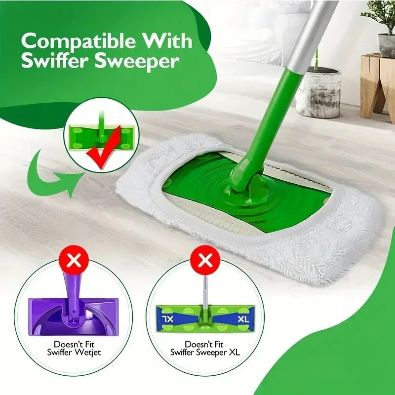 Replacement Washable Rag Towel Sweeper Wet & Dry Cleaning Cloths Reusable Microfiber Mop Pads Green Furniture Flooring Mop Head