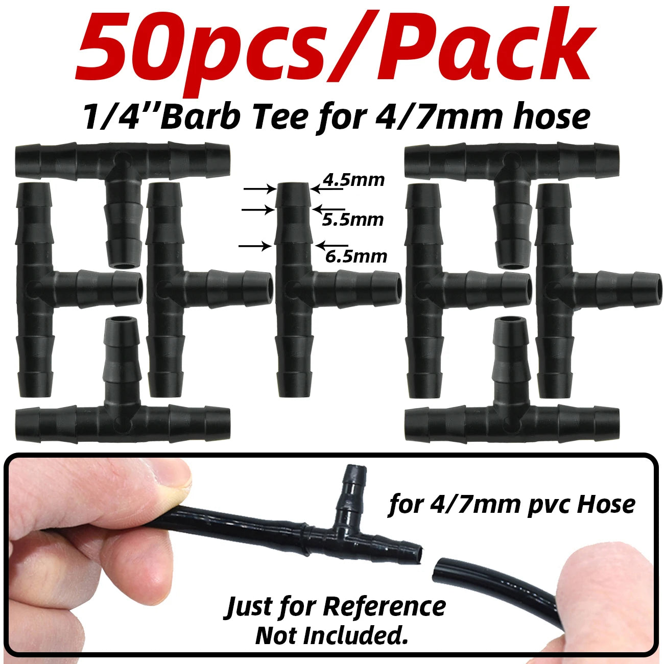 1-50pcs Barbed Connectors Irrigation Fittings Drip Irrigation Barbed Connectors 4/7mm Tubing Fittings for Flower Pot Garden Lawn