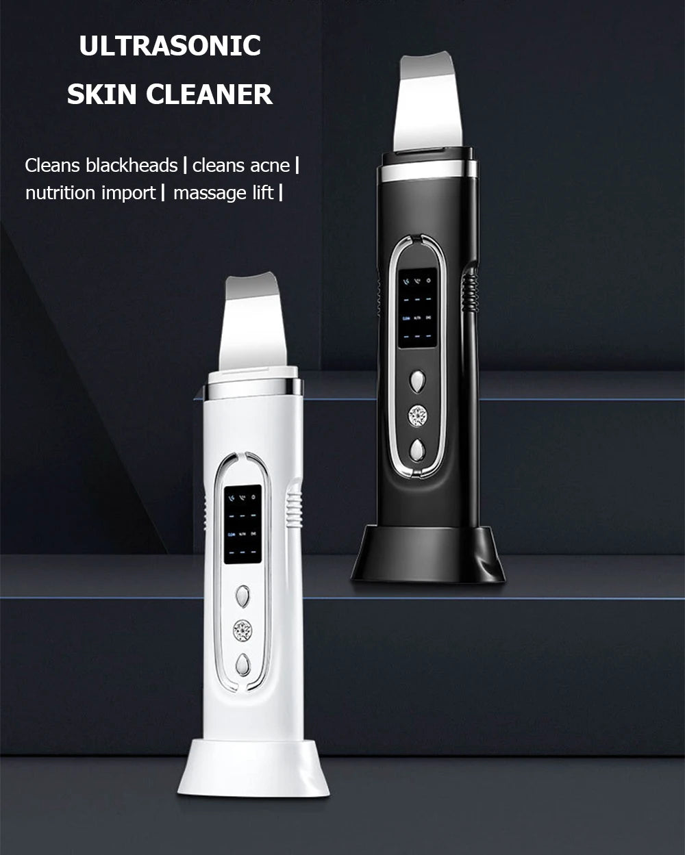 Ultrasonic Skin Scrubber Electric Facial Cleansing Pore Deep Cleanser Acne Blackhead Remover Peeling Shovel Device BeautyMachine