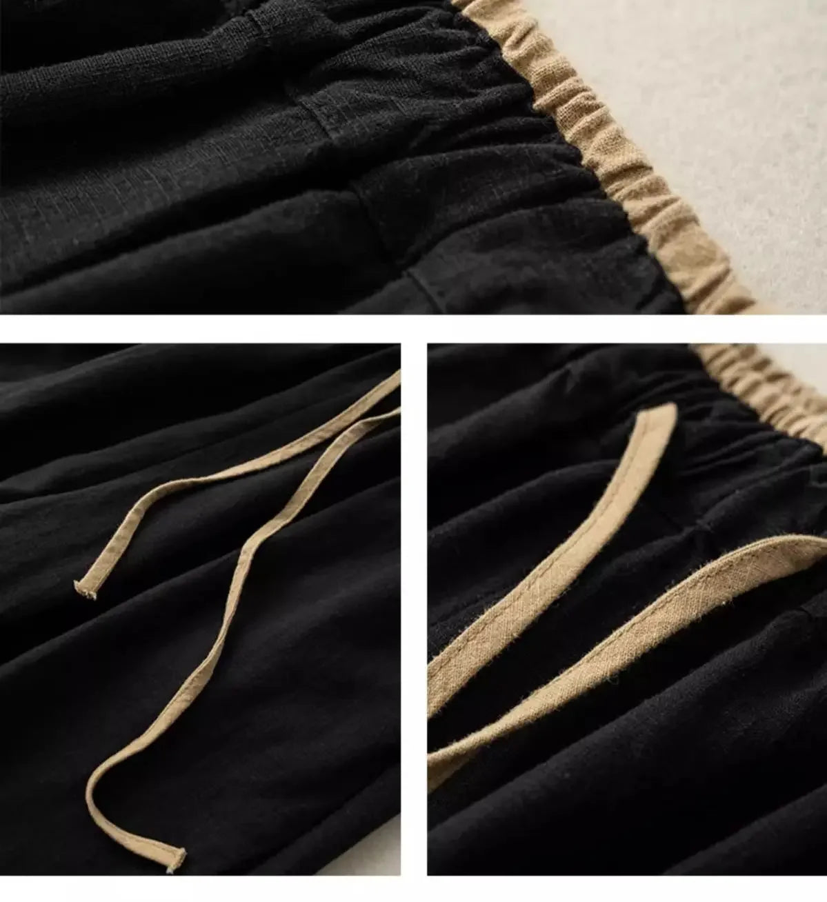 Elastic Drawstring Waist Casual Pants Summer Retro Cotton Linen Loose Harem Pants Basic Versatility Wide-leg Ankle-Length Pants