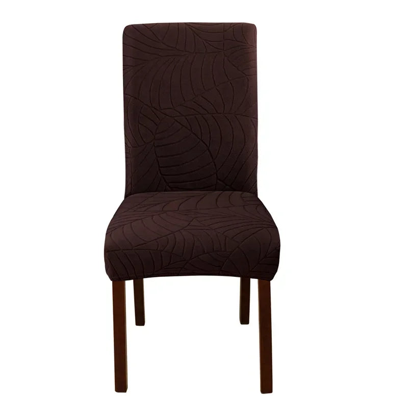 1/2/4/6pcs Jacquard Dining Chair Cover Pure Color All-inclusive Chair Slipcover with Skirt Elastic Durable Seat Protector Decor
