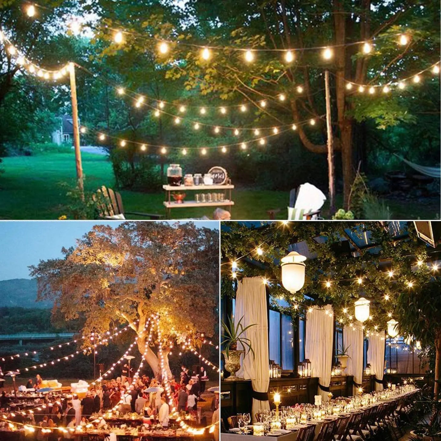 Sphoon Vintage G40 LED String Lights Dimmable Waterproof Connectable 50FT 65FT Garden Garland Decoration Outdoor Fairy Light