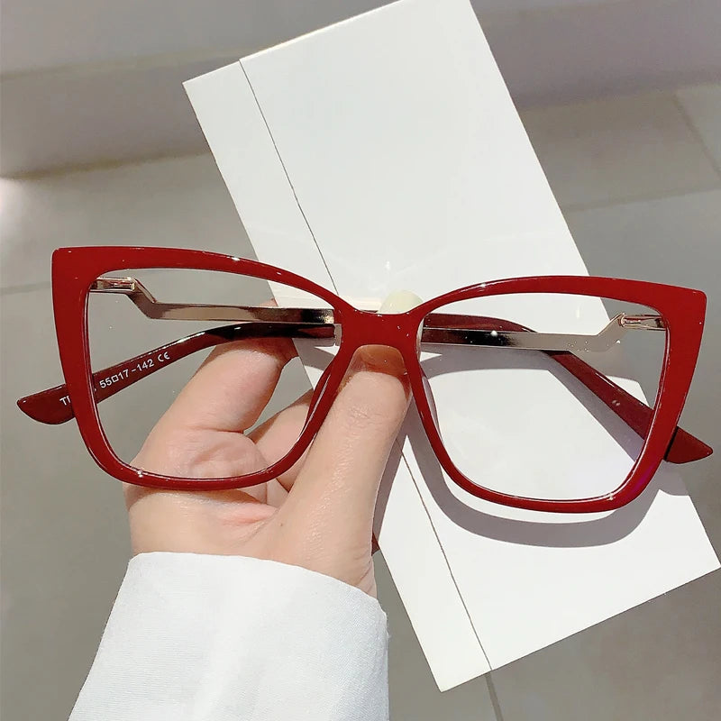 KAMMPT Vintage Cat Eye Women Glasses New Stylish Ultralight Eyeglasses Trendy Brand Designer High Quality Eyewear for Decoration