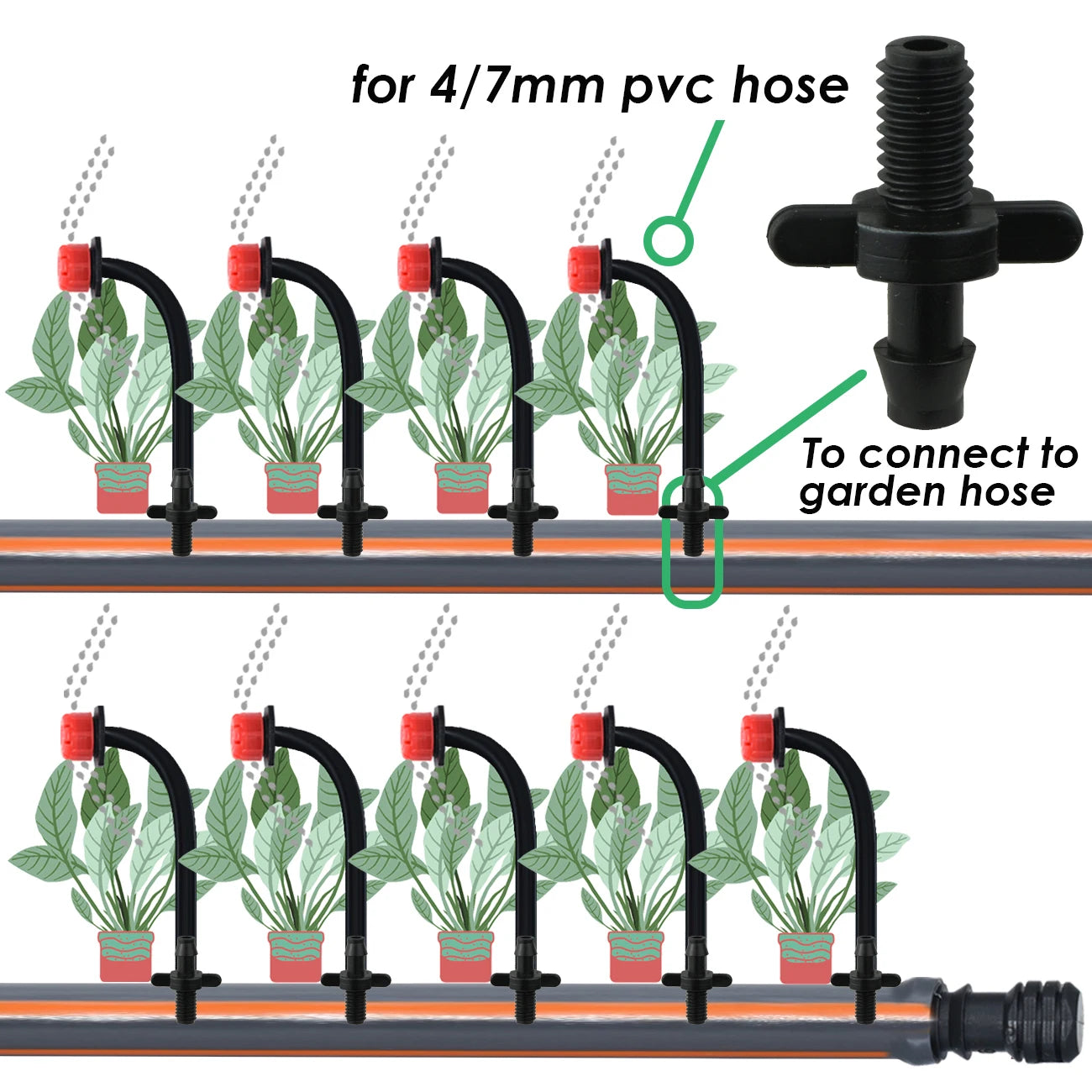 1-50pcs Barbed Connectors Irrigation Fittings Drip Irrigation Barbed Connectors 4/7mm Tubing Fittings for Flower Pot Garden Lawn