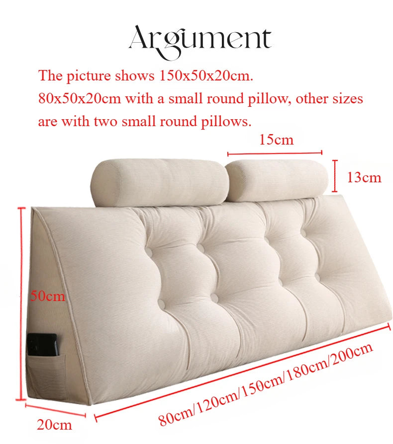 Corduroy Headboard Pillow Triangle Cushion Backrest Pain Relief Sofa Waist Cushion Wedge Sleeping Pillows for Bed Decorative 이불