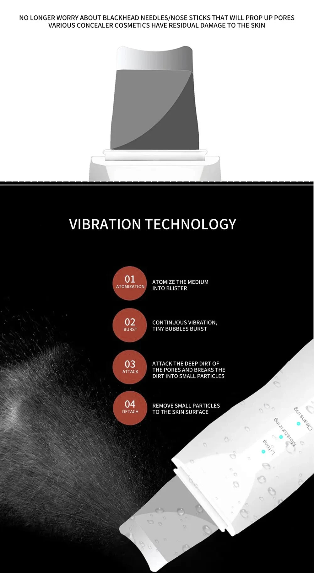 Skin Scrubber Remove Vibrate Deep Face Cleaning Dirt Blackhead Reduce Wrinkles Facial Lifting Peeling Tool Not Ultrasonic Shovel