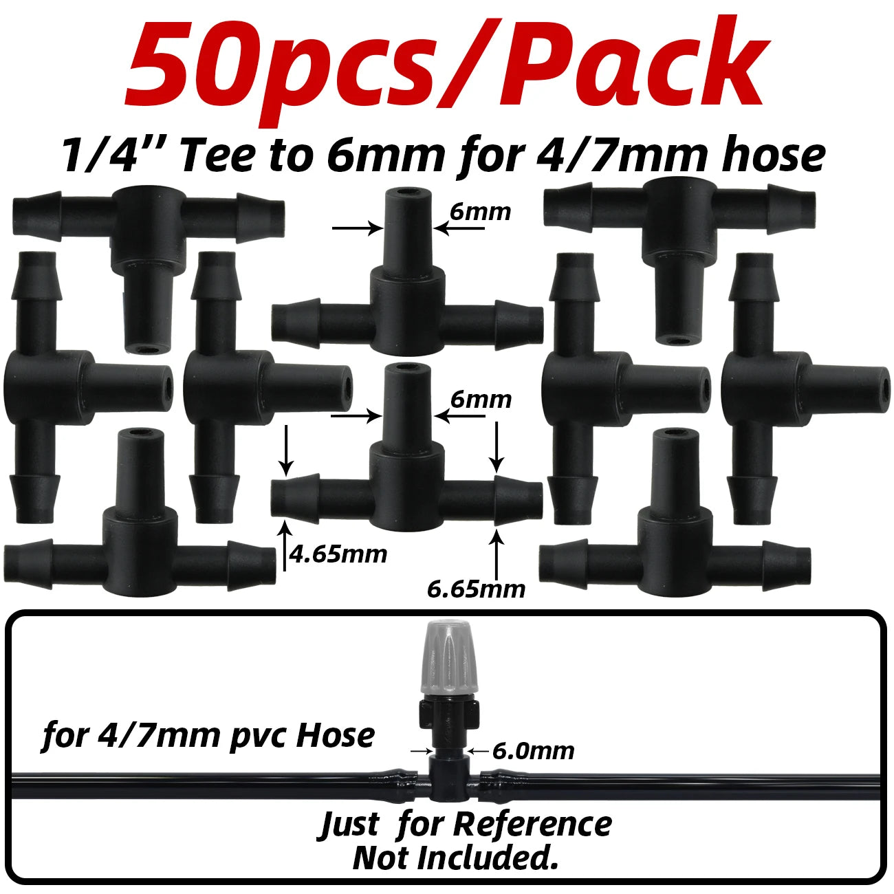 1-50pcs Barbed Connectors Irrigation Fittings Drip Irrigation Barbed Connectors 4/7mm Tubing Fittings for Flower Pot Garden Lawn
