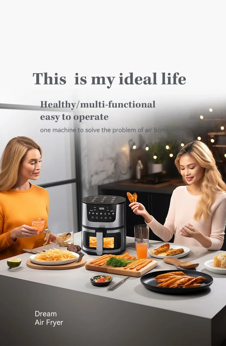 Smart Air Fryer Electric visual window 7L Oil-free Air Fryer Automatic Household Kitchen 360°Baking Convection Oven Air Fryers