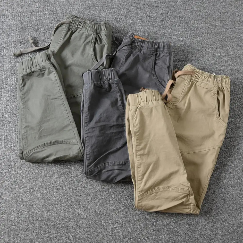 Popular Men Cargo Pants Spring Pure Color Slim Pants Skinny Sporty Men Pants for Party