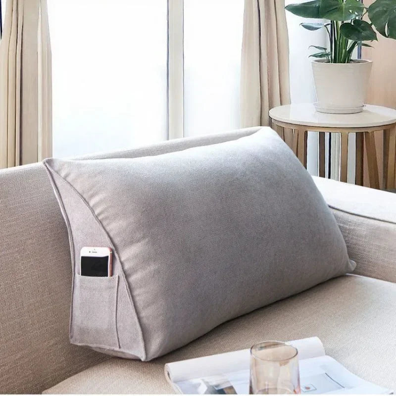 Headboard Backrest 70/60cm Wedge Reading Pillow Canvas Triangular Back Cushion Sitting Up Pillow Back Support for Sofa Bed