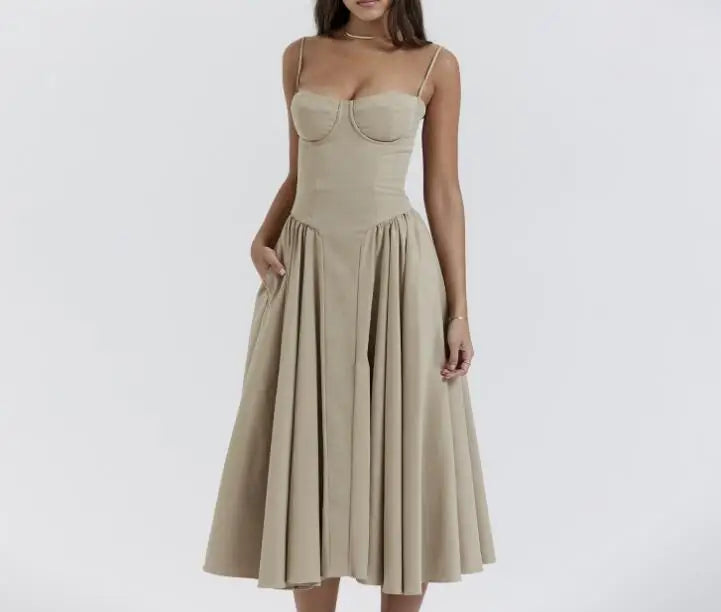 New Fashion Sexy Backless One Cut Collar Strap Solid Color Slim Fit Dress For Women,4 Colors