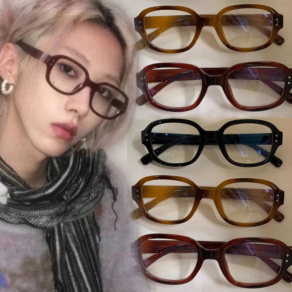 Retro Square Frame Eyeglass for Women Red Computer Reading Glasses Clear Blue Light Blocking Eyewears Vintage Decorative Goggles