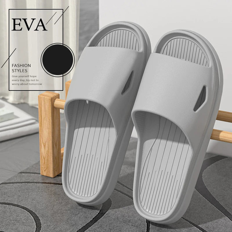 Men's Solid Color Casual Simple Slippers, EVA Material, Versatile Stylish Design, Thick Sole, Convenient, Anti-skid