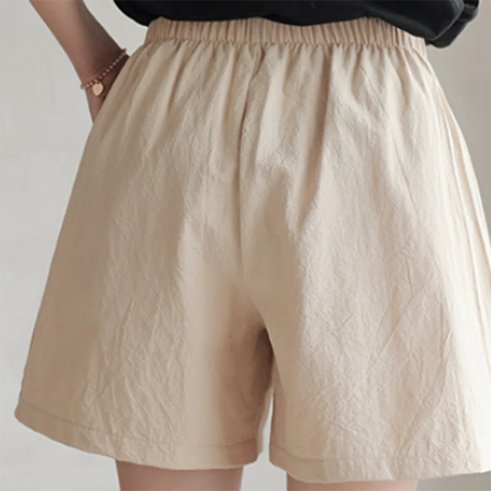 Short Pants Shorts Daily Female Loose Slight Stretch Solid Color Streetwear With Pockets Breathable Casual Gym