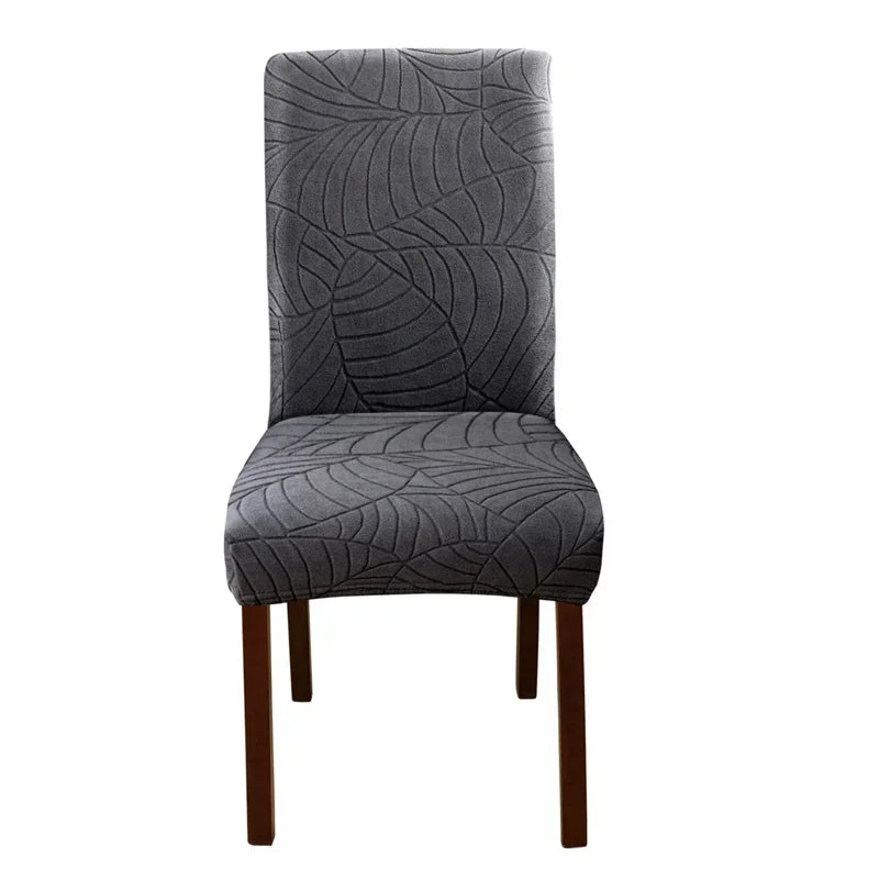 1/2/4/6pcs Jacquard Dining Chair Cover Pure Color All-inclusive Chair Slipcover with Skirt Elastic Durable Seat Protector Decor