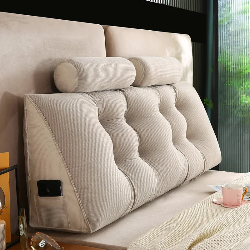 Corduroy Headboard Pillow Triangle Cushion Backrest Pain Relief Sofa Waist Cushion Wedge Sleeping Pillows for Bed Decorative 이불