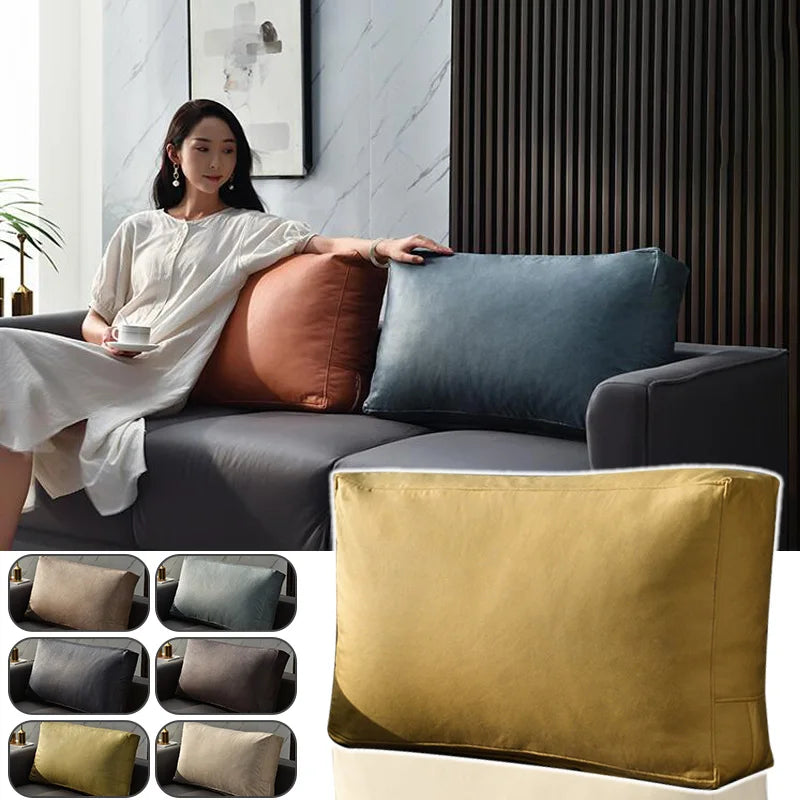 Nordic Faux Leather Rectangular Sofa Cushion Cover Fashion Home Pillowcase Solid Color Tech Fabric Lumbar Protective Covers