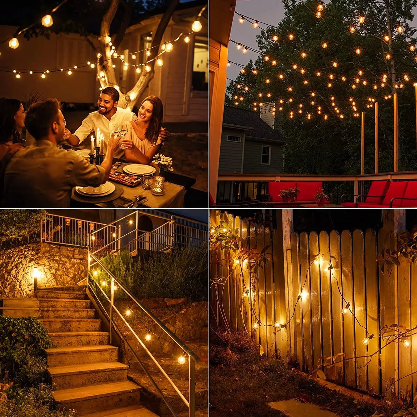 Sphoon Vintage G40 LED String Lights Dimmable Waterproof Connectable 50FT 65FT Garden Garland Decoration Outdoor Fairy Light