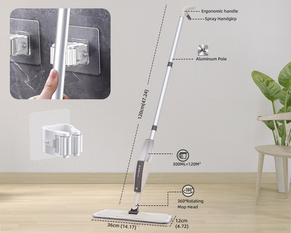 Spray Mop Broom Set Magic Flat Mops for Floor Home Cleaning Tool Brooms Household with Reusable Microfiber Pads Rotating Mop